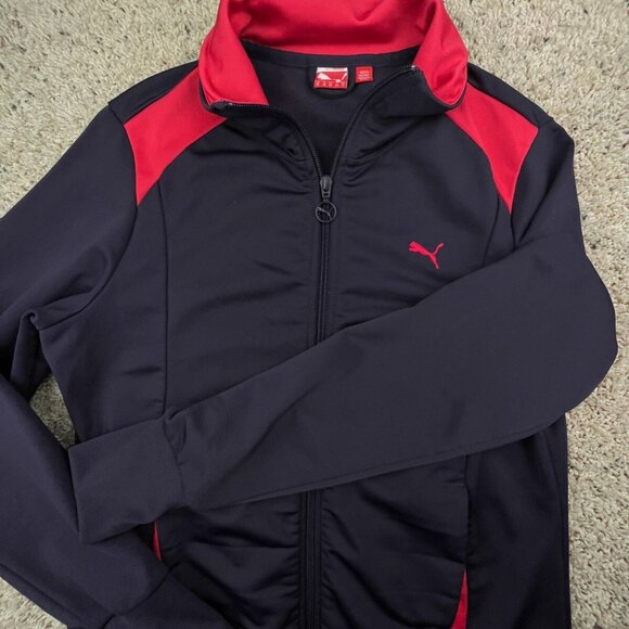 PUMA Track Jacket Women's Medium Full Zip Long Sleeve Red/pink Purple W Logo - Picture 13 of 14